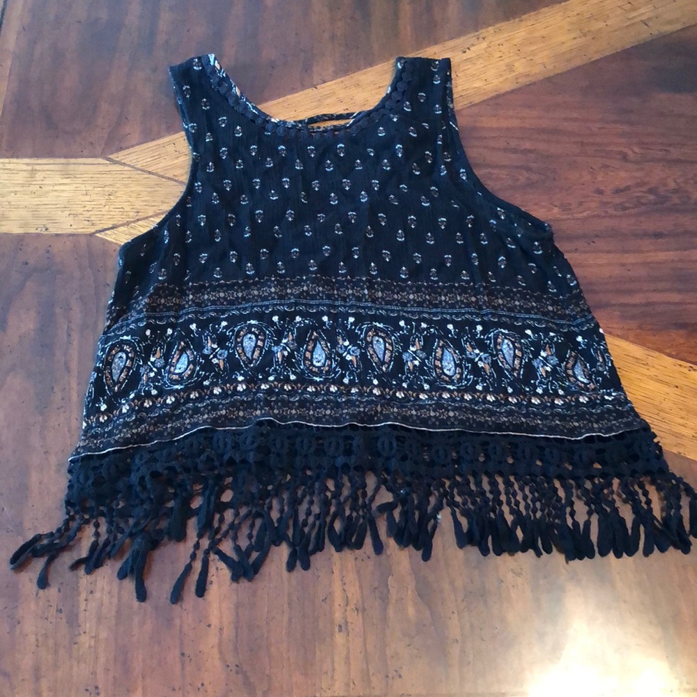 Boho crop top, crochet bottom.